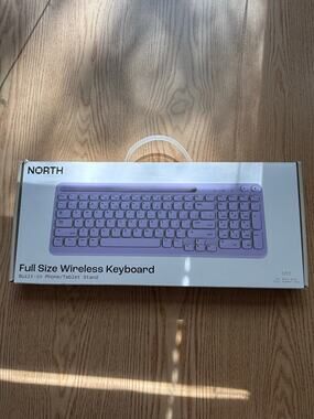 New North Full Size Lavender Wireless Keyboard with Built-in Phone/Tablet Stand